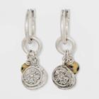 Semi-precious Dalmatian Jasper And Stamped Hoop Earrings - Universal Thread Worn