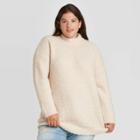 Women's Plus Size Mock Turtleneck Tunic Pullover Sweater - Universal Thread Cream