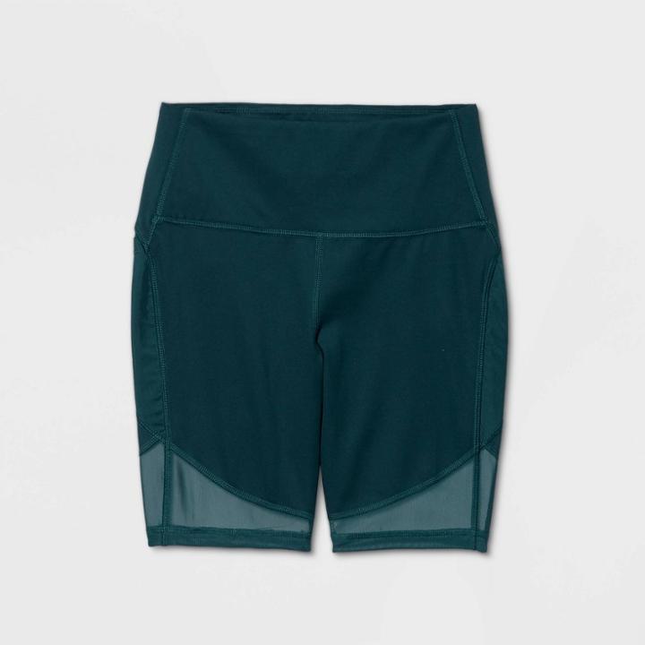 Women's High-rise Contour Curvy Bike Shorts 7 - All In Motion Teal Xs, Women's, Blue