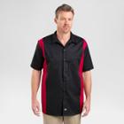 Dickies Men's Relaxed Fit Two-tone Twill Short Sleeve Work Shirt- Black/english Red X-large,