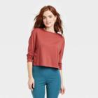 Women's Long Sleeve Boxy T-shirt - A New Day Red