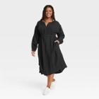 Women's Plus Size Balloon Long Sleeve Tie-front Shirtdress - Universal Thread Black