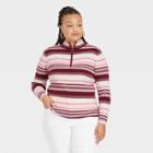 Women's Plus Size Mock Turtleneck Pullover Sweater - Ava & Viv Pink