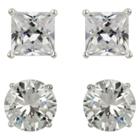 Target Sterling Silver Cubic Zirconia Duo Stud Earring Set - Clear, Girl's