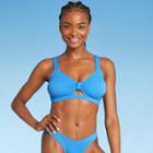 Juniors' Ribbed Knot-front Bralette Bikini Top - Xhilaration Blue D/dd Cup