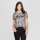 Women's Short Sleeve Blessed Floral Print Graphic T-shirt - Modern Lux (juniors') Heather Gray