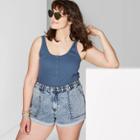 Target Women's Plus Size Round Neck Snap Placket Tank Top - Wild Fable