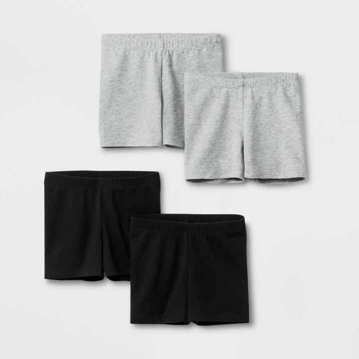 Toddler Girls' 4pk Tumble Shorts - Cat & Jack Black/gray 12m, Toddler Girl's,