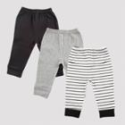 Luvable Friends Baby 3pk Stripped Tapered Ankle Pull-on Pants - Black/gray 6-9m, Kids Unisex