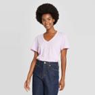 Women's Short Sleeve V-neck T-shirt - Universal Thread Lavender