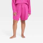 Women's Plus Size High-rise Cotton Fleece Shorts 8 - All In Motion Berry Purple