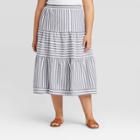 Women's Plus Size Striped Mid-rise A-line Midi Skirt - Universal Thread 1x, Women's, Size: 1xl,
