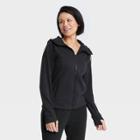 Women's Fleece Full Zip Hooded Sweatshirt - All In Motion Black