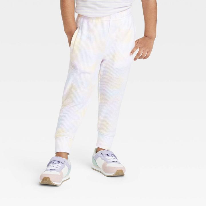 Toddler Girls' Tie-dye Waffle Pants - Cat & Jack White