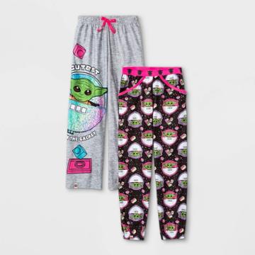 Star Wars: The Mandalorian Girls' Lego Star Wars Baby Yoda 2pk Pajama Pants - Black/gray