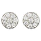 Target Button Earrings Sterling Cubic Zirconia Disc -