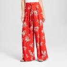 Women's Floral Print Tie Waist Pants - Xhilaration Red