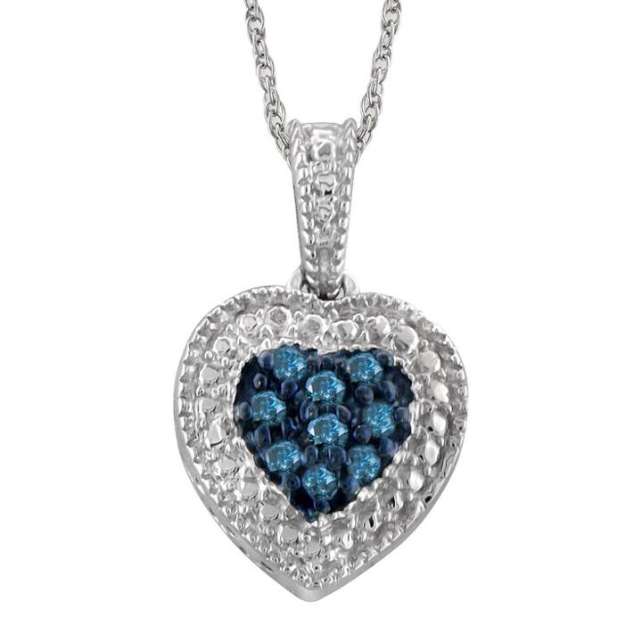 Distributed By Target Women's 1/10 Ct. T.w. Round-cut Diamond Heart Pendant In Sterling Silver(18), White