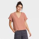 Women's Short Sleeve Blouse - Universal Thread Blush Pink
