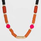 Petiteblack, Orange And Pink Beaded Short Necklace - A New Day Gold, Black/gold/orange
