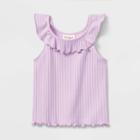 Toddler Girls' Solid Ruffle Rib Tank Top - Cat & Jack Violet