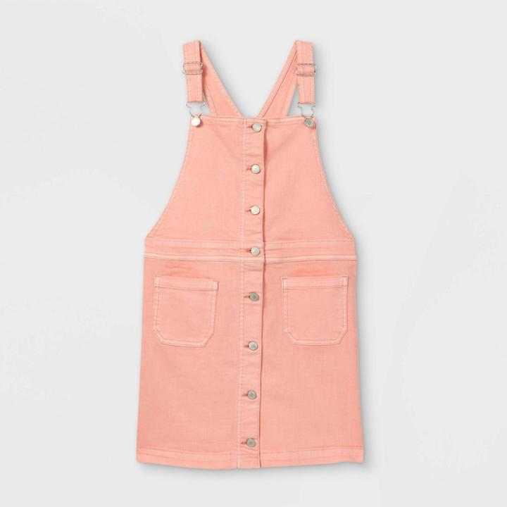 Girls' Button-front Pinafore Sleeveless Dress - Art Class Pink