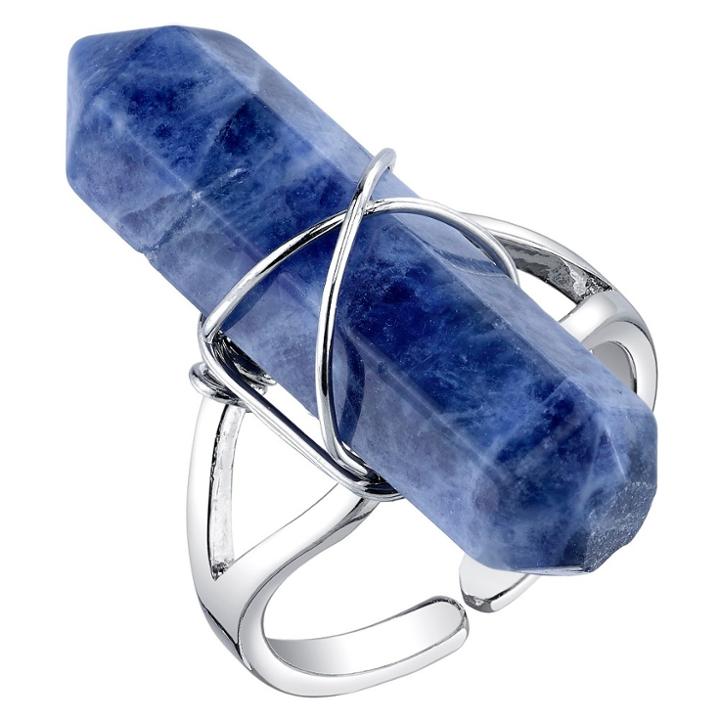 Target Women's Silver Plated Sodalite Stone Expandable Ring - Silver,