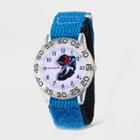 Kids' Red Balloon Dinosaur Plastic Time Teacher Hook And Loop Nylon Strap Watch - Blue, Blue/red