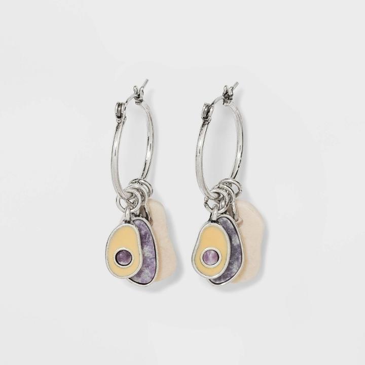 Semi-precious Charm Hoop Earrings - Universal Thread Purple