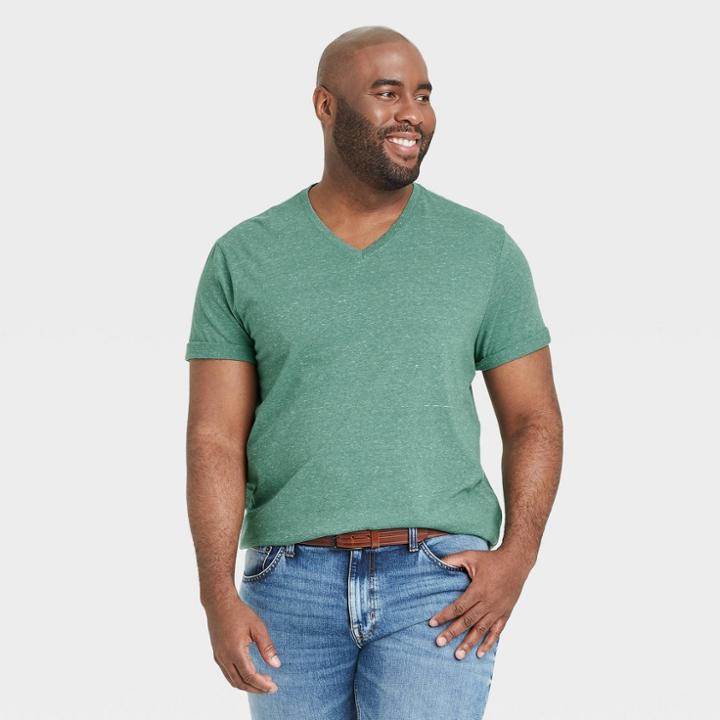 Men's Tall Regular Fit Short Sleeve V-neck T-shirt - Goodfellow & Co Dusk Green