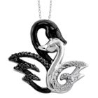 Target Women's Sterling Silver Accent Round-cut Black And White Diamond Pave Set Swan Pendant - White