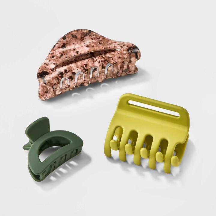 Claw Hair Clips 3pk - Universal Thread Green