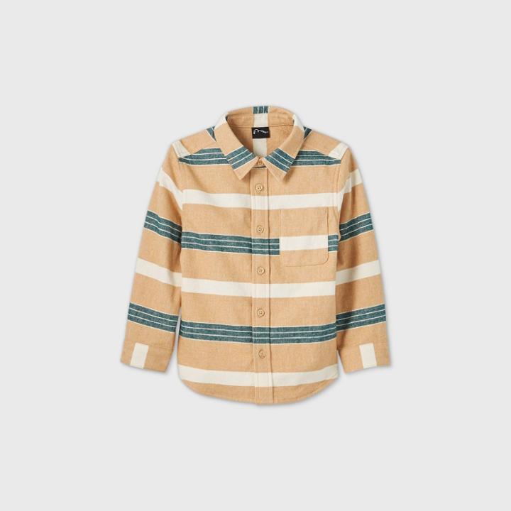 Toddler Boys' Long Sleeve Striped Button-down Shirt - Art Class