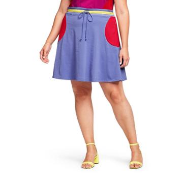 Women's Plus Size Colorblock Mid-rise Mini Skirt - Stephen Burrows For Target Blue 3x, Women's,