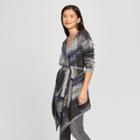 Women's Long Sleeve Tie Front Jacquard Cardigan - Knox Rose Blue