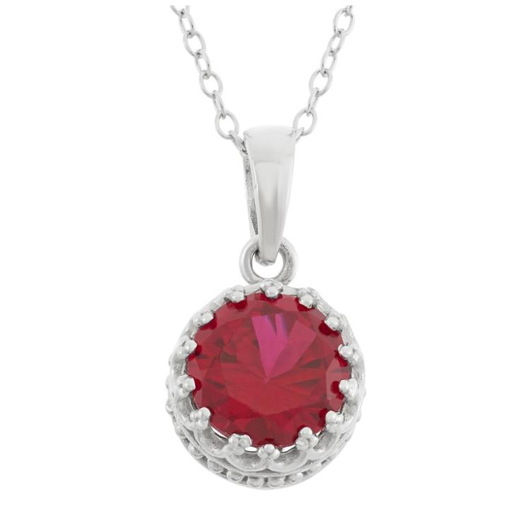 2 Tcw Tiara Ruby Crown Pendant In Sterling Silver, Women's, Red