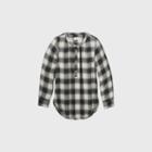 Women's Plaid Long Sleeve Tunic Popover Blouse - Universal Thread Black