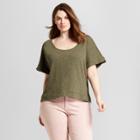 Women's Plus Size Short Sleeve Texture T-shirt - Universal Thread Olive (green)
