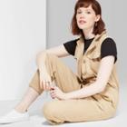 Target Women's Sleeveless V-neck Button-front Utility Jumpsuit - Wild Fable Khaki
