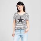 Women's Short Sleeve Star Print T-shirt - Grayson Threads (juniors') Black/white