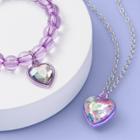 Girls' Heart Bracelet And Necklace Set - More Than Magic , Women's, Purple