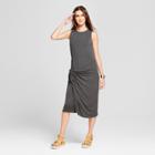 Women's Sleeveless Asymmetrical Waist Wrap Midi Dress - Alison Andrews Gray