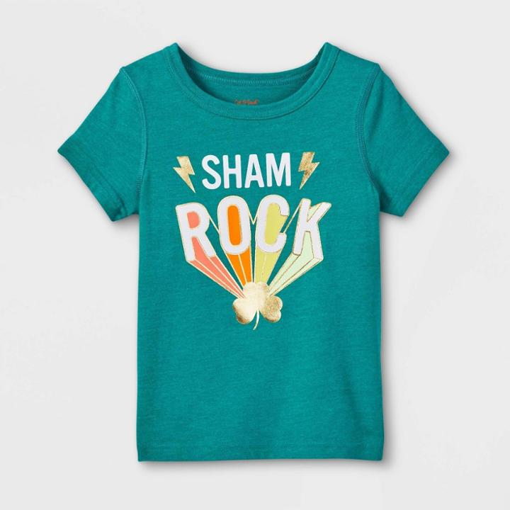 Toddler Boys' Adaptive Short Sleeve T-shirt - Cat & Jack Deep Jade