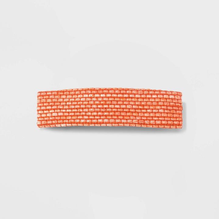 Rectangle Raffia Hair Barrette - A New Day Coral Orange