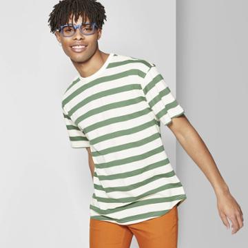 Men's Striped Short Sleeve T-shirt - Original Use Seedling Green