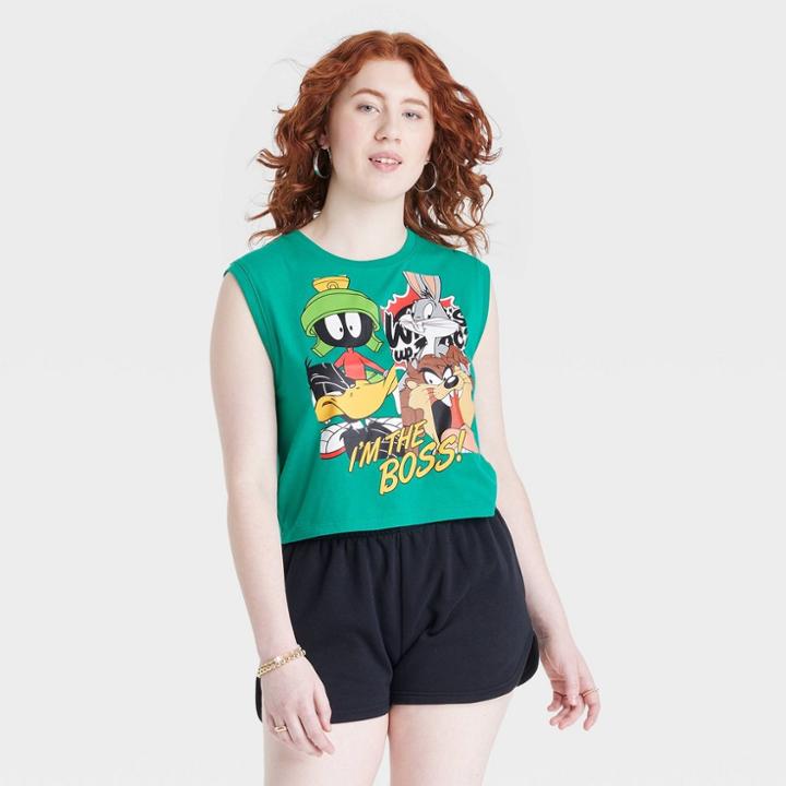 Women's Looney Tunes 'im The Boss' Graphic Tank Top - Green