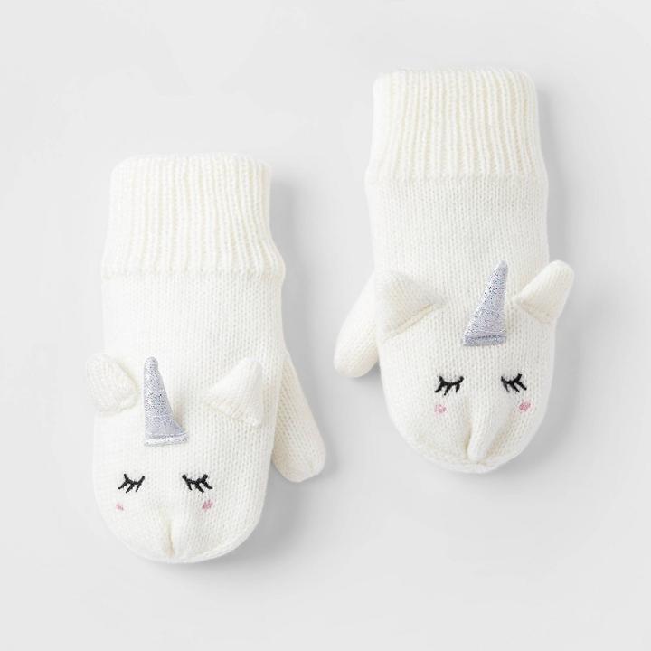 Toddler Boys' Unicorn Mittens - Cat & Jack Cream