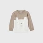 Toddler Boys' Crew Neck Jacquard Jersey Sleeve Pullover Sweater - Cat & Jack Brown