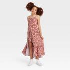 Girls' Tiered Walk-through Jumpsuit - Art Class Dusty Pink Floral