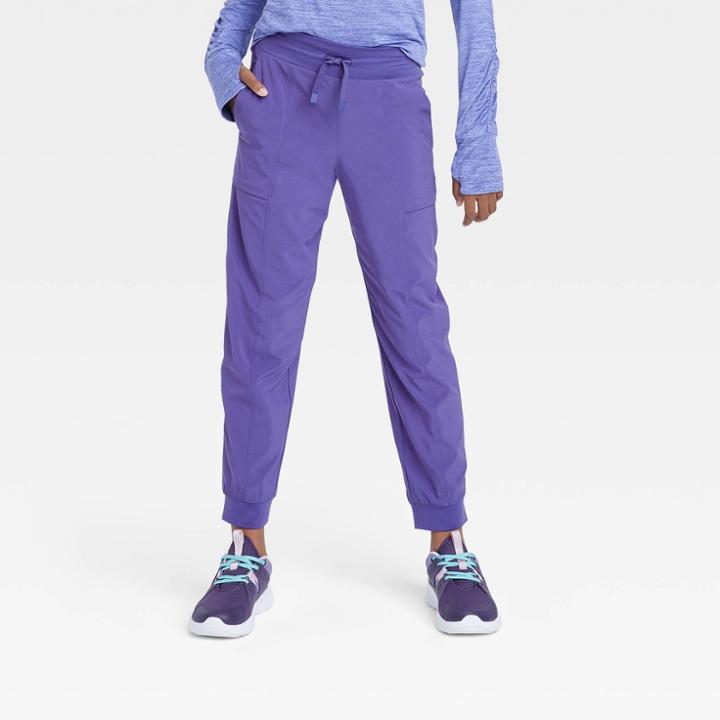 Girls' Lined Woven Joggers - All In Motion Dark Purple